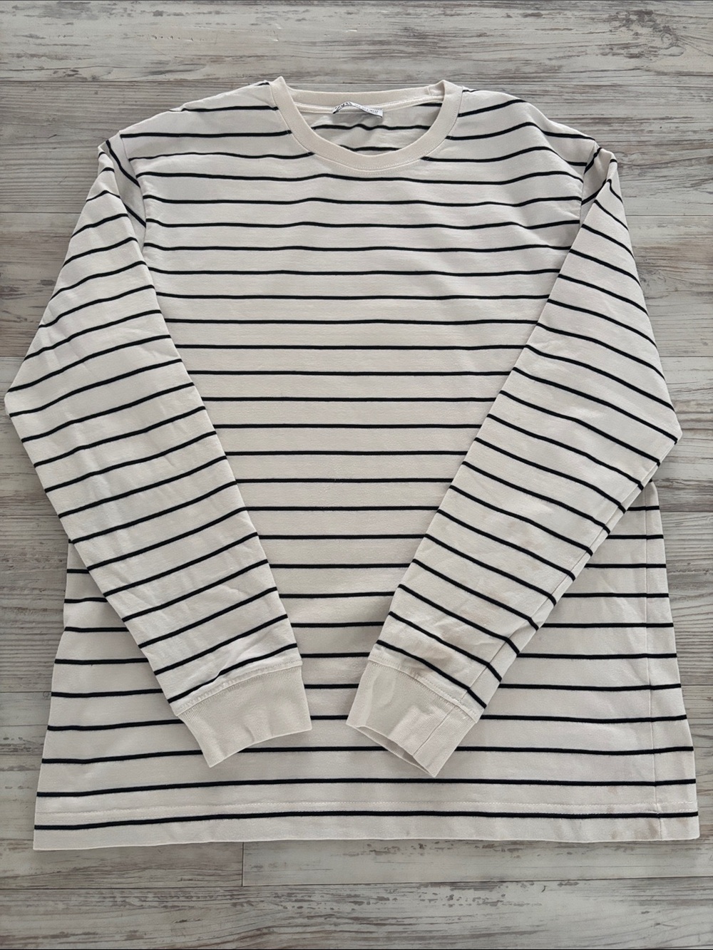Zara White Long-Sleeve Shirt with Black Stripes
